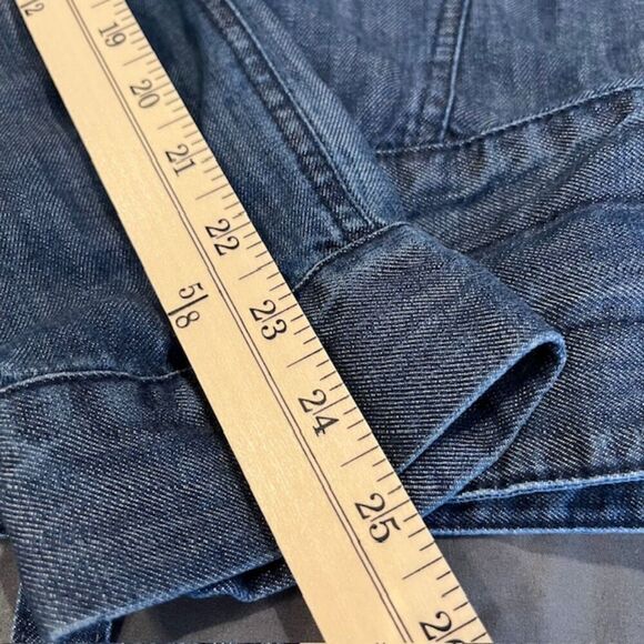 Fifteen Twenty Denim Chambray Cross Front Jacket Lightweight Blue Oversized XS - Picture 14 of 15